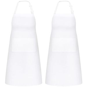 Tablier blanc en coton avec 1 poche, lavable en machine, pour la cuisine et l'usage quotidien, style simple, tabliers tissés - Product Image 1