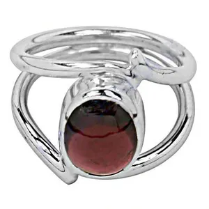 925 <b>Silver</b> <b>Garnet</b> <b>Ring</b> Bezel Setting Minimalist Style Unisex Everyday Wear Gemstone <b>Ring</b> Brand a Made in Rajasthan - Product Image 1