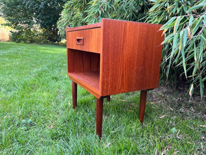 Modern Bamboo Nightstand Wooden Top <b>End</b> <b>Table</b> Minimalist Bedside Cabinet with Open Shelf for Bedroom Home Furniture - Product Image 5