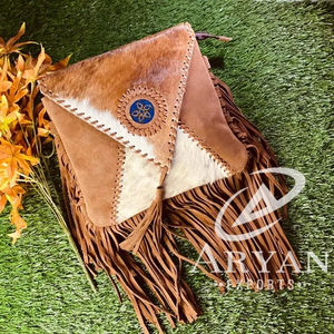 Nouveau Style occidental cheveux sur cacher fourrure daim cuir frange sac haute qualité Boho femmes fourrure cuir Unique moyen Concho frange sacs - Product Image 1