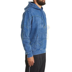 เสื้อฮู้ดของผู้ชายเสื้อขนแกะมีฮู้ดเสื้อแบบสวมหัวผ้าซักแบบวินเทจผ้า100% โลโก้ตามสั่ง - Product Image 4