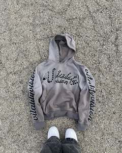 Sweat à capuche en molleton pour femme avec strass, fermeture éclair, style streetwear vintage, lavage à l'acide, broderie, patch, logo personnalisé, sweat à capuche surdimensionné - Product Image 2