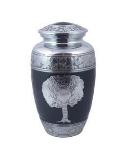 Urne funéraire gravée en argent pour cendres humaines Urne funéraire adulte fabriquée à la main-Grande urne funéraire pour cendres humaines Arbre de vie-1 - Product Image 1