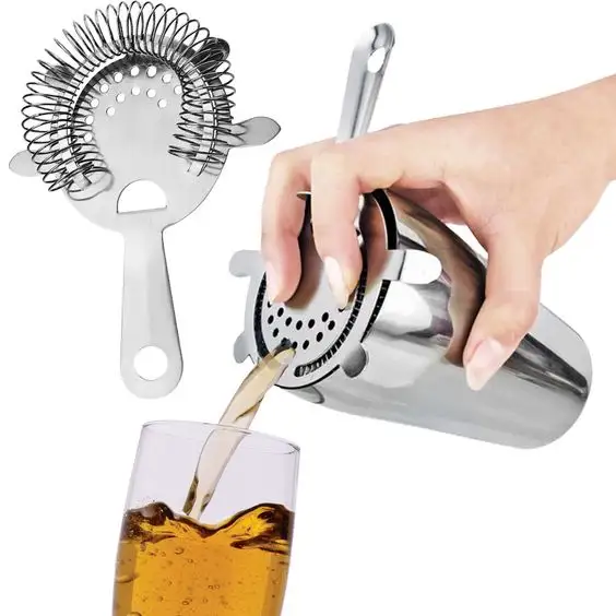 Antique-Style Stainless Steel Classic Cocktail 4 Prong Strainer Wire Spring Professional Bartenders