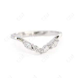 환상적인 셰브론 V 모양 결혼 반지 14K 골드 후작 컷 모이사나이트 스태킹 링 여성용 다이아몬드 보석 도매상 CDJ