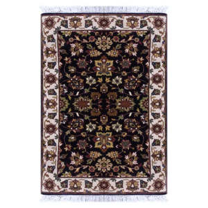 Alfombra Persa Floral Anudada a Mano, Hecha con Lana y Algodón Naturales, Color Crema, 4'10 X 3'4, Pan2808 - Product Image 1