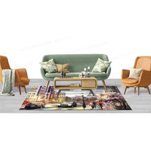 Tapis imprimé avec vue sur la ville d'Eiffel - Décoration d'intérieur avec vue sur Paris, tapis gobelin - Product Image 4