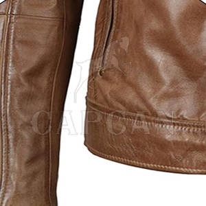 Veste imperméable en cuir marron à manches longues avec design personnalisé Veste en cuir respirante pour hommes - Product Image 5