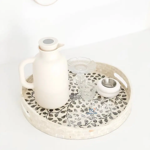 ถาดรองกระดูกฝังมุกสุดหรูดีไซน์ใหม่ถาดเสิร์ฟพร้อมลวดลายศิลปะลายใบไม้ขายส่งชุดเสื่อ - Product Image 2