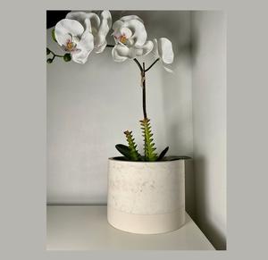 Pot de fleurs en marbre classique pour l'intérieur, décoration de chambre à coucher, table, pierre, élégant et sophistiqué, accent élégant - Product Image 6