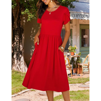Tendance femme col rond crêpe vêtements de travail robe taille incurvée couture crayon pour bureau bureau dîner événement invité Occasion pour l'été