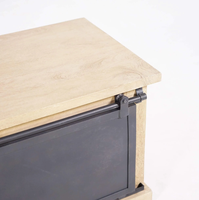 Meuble TV industriel moderne en bois massif et métal de 200 cm pour salon, hôtel, appartement, chambre et bureau