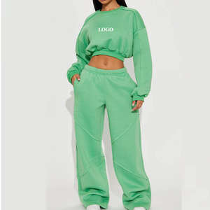 ชุดออกกำลังกายผู้หญิงแบบสองชิ้น ชุดวอร์มซิป ชุดกีฬาผู้หญิงแบบสั่งทำโลโก้ ชุดออกกำลังกายผู้หญิงแบบสองชิ้น ชุดวอร์ม - Product Image 1