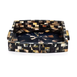 Cuenco de cuerno de búfalo Natural sostenible de diseño clásico, cuenco de cuerno pulido con asa para obsequios, modelo - Product Image 1