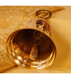 Campana de mesa de metal de latón de alto grado con mango fundido Suministros de mesa de hotel de oficina Embalaje personalizado disponible - Product Image 3