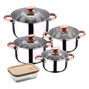 Set di pentole in acciaio inox da 8 pezzi adatto per piani cottura a induzione. Collezione Premium San Ignacio + Bergner NATURALMENTE 650ml - Product Image 1