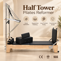 Reformer de Pilates pour entraînement en salle, avec tour demi-trapèze, en acier et bois d'érable, pour fitness et musculation