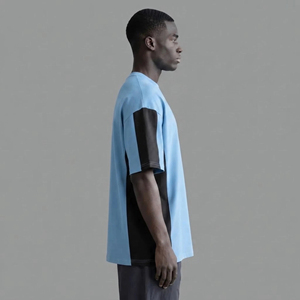 T-shirt homme streetwear personnalisé, 2 tons, 100% coton, coupe oversize, épaules tombantes, logo imprimé sur mesure, coupe ample. - Product Image 2