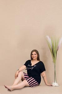 Conjunto de Pijama para Mujer Talla Grande, Camiseta de Manga Corta y Pantalones Cortos, Ropa de Dormir Cómoda de Talla Grande, Ropa para el Hogar - Product Image 4