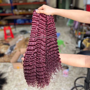 ผมปลอมสำหรับชาวพม่าแบบไม่ผ่านกระบวนการผมแท้สีเบอร์กันดีดีไซน์ใหม่ - Product Image 1