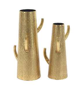 Elegante florero dorado Construcción de metal para banquetes Centros de mesa Bodas Eventos y exhibiciones decorativas - Product Image 1