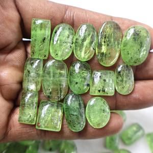 Cabujón de cianita verde profundo Natural hecho a mano, piedra preciosa genuina suelta con efecto curativo, forma mixta, fabricación de joyas, lote incluido - Product Image 1