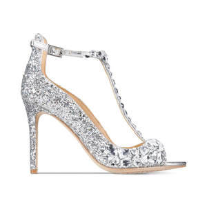 Sandali da sera con cinturino a T Conroy in argento da donna di Jewel Badgley Mischka, taglia 8.5 M, tendenza moda - Product Image 2