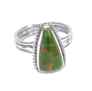 Vert Cuivre Turquoise Gemme 925 Sterling Silver Designer Bague Bijoux Classique Argent Plaqué Bague À La Mode Pour Cadeau Fête - Product Image 4