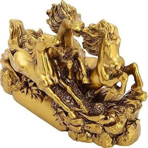 Standard Golden Three Running Horses Showpiece Polyresin Feng Shui Home Decoration - Product Image 5