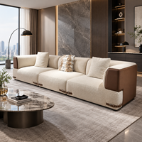 Modernes Designer-Modulsofa in Karamellbraunem Stoff, L-förmige Couch mit Chaiselongue für Luxusvilla-Innenräume