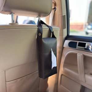 Boîte à mouchoirs carrée en cuir porte-serviettes couverture support décoratif organisateur pour bureau salle de bain LBTC-0018D de voiture - Product Image 4