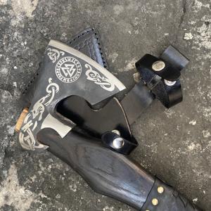 Hache viking artisanale sur mesure Thewizcrafts, tête en acier à haute teneur en carbone, manche en bois de frêne, étui en cuir, camping en plein air, OEM - Product Image 5