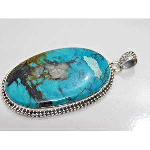 Joyería de Plata de Ley 925 hecha a mano, colgante de cabujón turquesa Natural, regalo para niñas y mujeres - Product Image 6