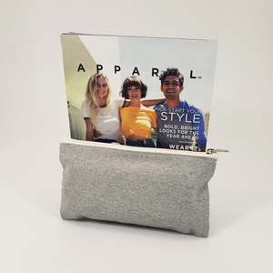 Pochette en toile de coton de luxe avec fermeture éclair colorée pour ranger photos, téléphones portables et articles de papeterie – Sac en matériau respirant – Vente en gros - Product Image 2