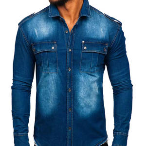 Chemise en jean pour homme, mode streetwear, manches longues, chemise de soirée, chemise en jean pour homme, vêtements de tous les jours, chemise classique ajustée - Product Image 1