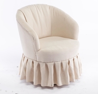 Fauteuil d'appoint rond élégant avec base à volants et rembourrage doux pour salon et chambre à coucher