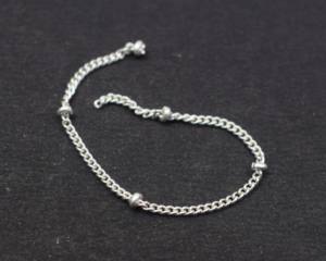 925 Sterling Silver With Handmade Silver Plated <b>Beaded</b> Chain for Jewelry Making Findings and Components - Product Image 1