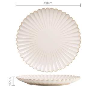 Assiette à dîner en céramique blanche de style nordique de 11 pouces avec bord noir pour la maison et le restaurant - Product Image 1