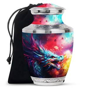 Dragon Urn for <b>Ashes</b> Colorful Artistic <b>Keepsake</b> Modern Aluminum Burial Funeral Urn for Adults Available in Large and Small Sizes - Product Image 4