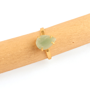 แหวนพลอยอเมซอนไนต์รูปลูกแพร์ชุบทอง24K เครื่องประดับแฮนด์เมดสำหรับงานแต่งงานและงานเลี้ยง - Product Image 2