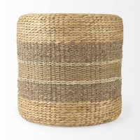 Pouf en fibre de jonc de mer compressé, accessoires de décoration intérieure, tabouret en jonc de mer tissé à la main, prix d'usine