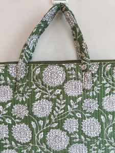 Sac pour ordinateur portable matelassé floral vintage de haute qualité fait à la main avec fermeture éclair et poignée pour les voyages - Product Image 3