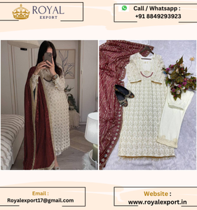 Nouveau haut de travail brodé en fausse georgette de créateur avec vêtements indiens et pakistanais Dupatta assortis - Product Image 6