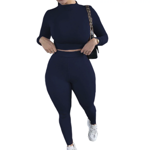 Women's 2-Piece <b>Seamless</b> Yoga Outfit High-Waisted <b>Leggings</b> and Crop Top Solid Pattern Gym Clothes Workout Sets - Product Image 3