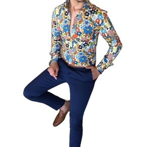 Vêtements de travail de printemps Chemise décontractée 100% coton col montant popeline teint en fil Slim Fit Impression personnalisée Style seniors - Product Image 5