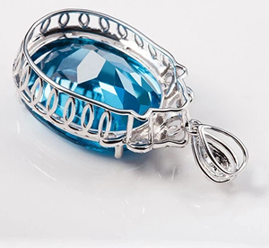 Wholesale GRA Certified Blue Moissanite Pendant Necklace 925 Sterling <b>Silver</b> Oval Carved Halo Fine Jewelry Custom - Product Image 2