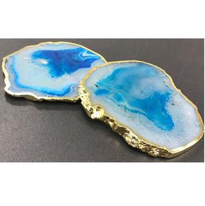 2024 New Design Premium Quality Agate <b>Coaster</b> <b>Gold</b> Electroplated Tableware Accessories Wholesale Price Slice Mats & Pads - Product Image 2