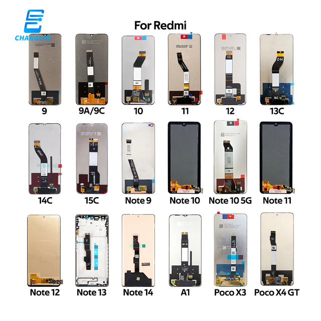 High Quality TFT IPS Screen Replacement for Redmi 9A 9C 10 12 13C Note 12 13 14 A1 PocoX3 X4GT Mobile Phone Factory Wholesale