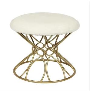 Excellent Workmanship Latest Arrival Metal And Velvet Upholstered with <b>Gold</b> Plating Base <b>Footstool</b> Ottoman - Product Image 6