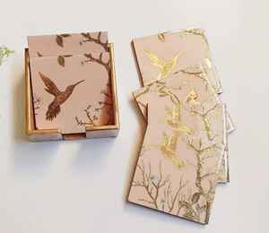 Wholesale Exclusive 4-Piece Square Resin Horn Bone Coaster Set Natural Slices Eco-Friendly Modern Coffee Tea <b>Cup</b> <b>Mat</b> Padded - Product Image 1